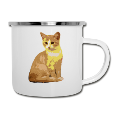 Katzen Emaille Tasse - Katzen Katze