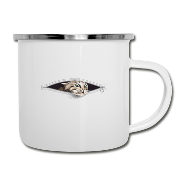 Katzen Emaille Tasse - Katze Katzen