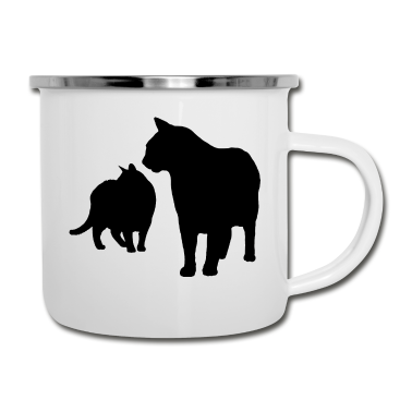 Katzen Emaille Tasse - Katze Katzen