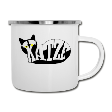 Katzen Emaille Tasse - Katze in Katze