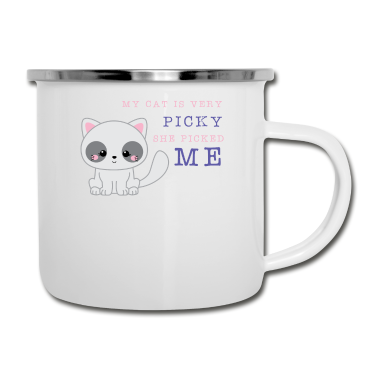 Katzen Emaille Tasse - Meine Katze - Katzen - Süße Katze - Geschenk