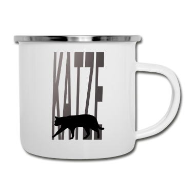 Katzen Emaille Tasse - Katze Katzen