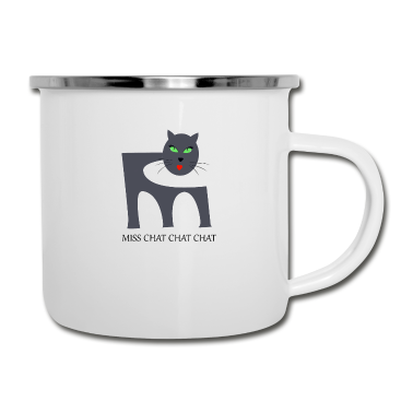 Katzen Emaille Tasse - Miss Katze Katze Katze