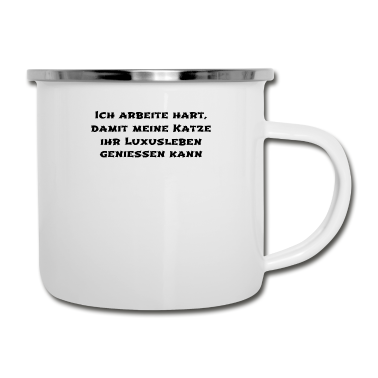 Katzen Emaille Tasse - katze - Luxusleben einer Katze