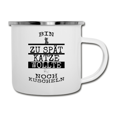 Katzen Emaille Tasse - katze - Katze wollte kuscheln