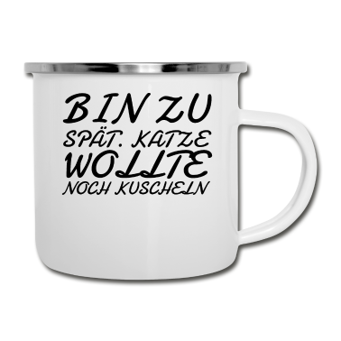 Katzen Emaille Tasse - katze - Katze wollte kuscheln