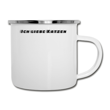 Katzen Emaille Tasse - katze - Ich liebe Katzen
