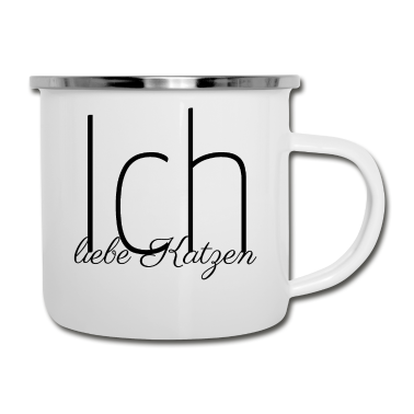 Katzen Emaille Tasse - katze - Ich liebe Katzen