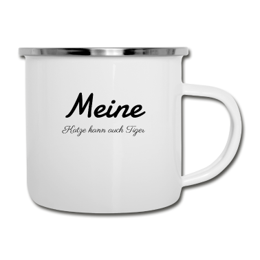 Katzen Emaille Tasse - katze - meine Katze kann auch Tiger