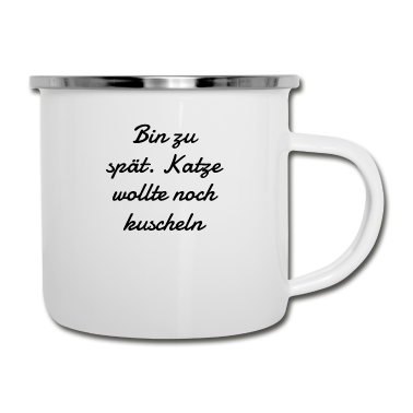 Katzen Emaille Tasse - katze - Katze wollte kuscheln