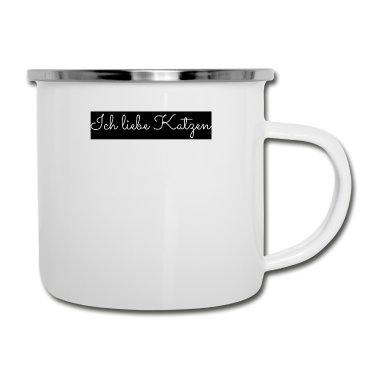 Katzen Emaille Tasse - katze - Ich liebe Katzen