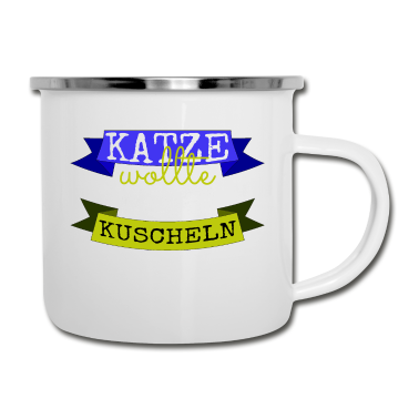 Katzen Emaille Tasse - katze - Katze wollte kuscheln