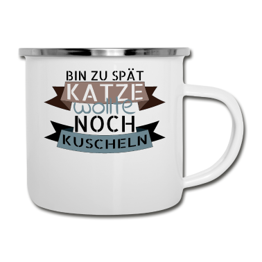 Katzen Emaille Tasse - katze - Katze wollte kuscheln