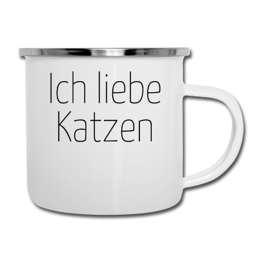 Katzen Emaille Tasse - katze - Ich liebe Katzen