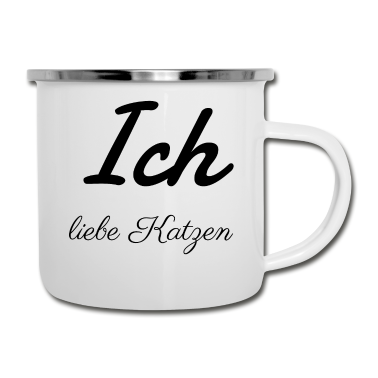 Katzen Emaille Tasse - katze - Ich liebe Katzen