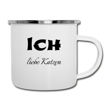Katzen Emaille Tasse - katze - Ich liebe Katzen
