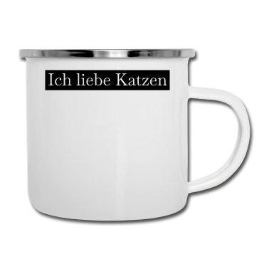 Katzen Emaille Tasse - katze - Ich liebe Katzen