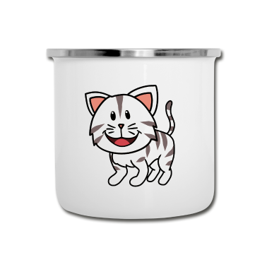 Katzen Emaille Tasse - Katze Katzen Haustiere