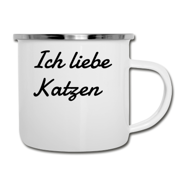 Katzen Emaille Tasse - katze - Ich liebe Katzen