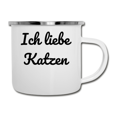 Katzen Emaille Tasse - katze - Ich liebe Katzen