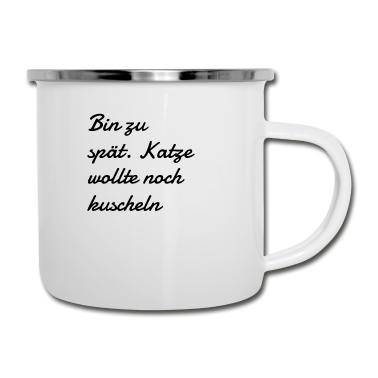 Katzen Emaille Tasse - katze - Katze wollte kuscheln