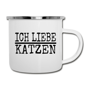 Katzen Emaille Tasse - katze - Ich liebe Katzen