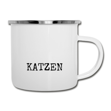 Katzen Emaille Tasse - katze - Ich liebe Katzen