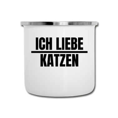 Katzen Emaille Tasse - katze - Ich liebe Katzen