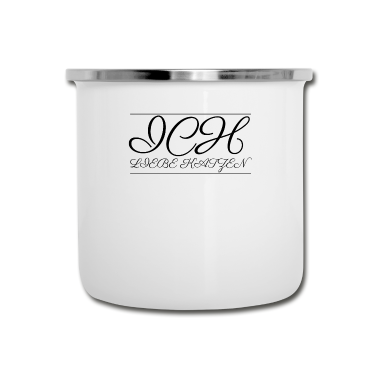 Katzen Emaille Tasse - katze - Ich liebe Katzen