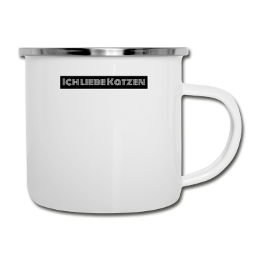 Katzen Emaille Tasse - katze - Ich liebe Katzen
