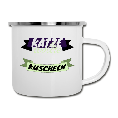Katzen Emaille Tasse - katze - Katze wollte kuscheln