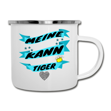 Katzen Emaille Tasse - katze - meine Katze kann auch Tiger