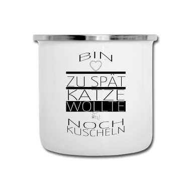 Katzen Emaille Tasse - katze - Katze wollte kuscheln