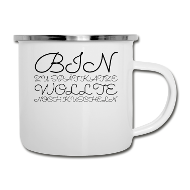 Katzen Emaille Tasse - katze - Katze wollte kuscheln