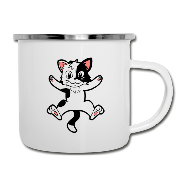 Katzen Emaille Tasse - Kätzchen Katze Katzen