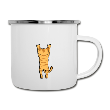 Katzen Emaille Tasse - Katze Katzen lustig
