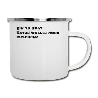 Katzen Emaille Tasse - katze - Katze wollte kuscheln