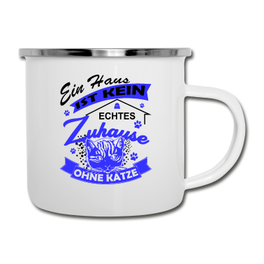 Katzen Emaille Tasse - Katzen Katze Spruch