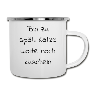 Katzen Emaille Tasse - katze - Katze wollte kuscheln