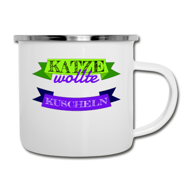 Katzen Emaille Tasse - katze - Katze wollte kuscheln