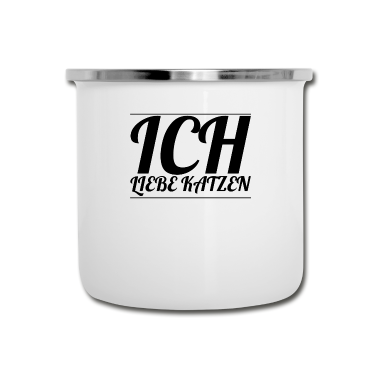 Katzen Emaille Tasse - katze - Ich liebe Katzen