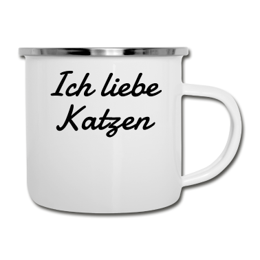 Katzen Emaille Tasse - katze - Ich liebe Katzen