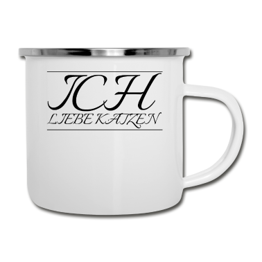 Katzen Emaille Tasse - katze - Ich liebe Katzen