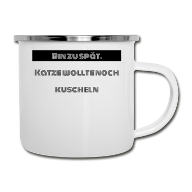 Katzen Emaille Tasse - katze - Katze wollte kuscheln