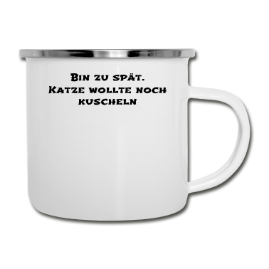 Katzen Emaille Tasse - katze - Katze wollte kuscheln