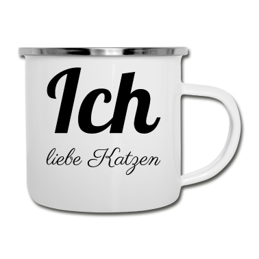 Katzen Emaille Tasse - katze - Ich liebe Katzen