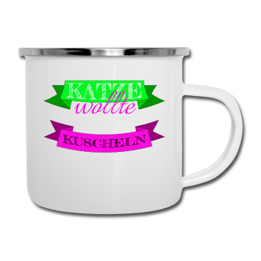 Katzen Emaille Tasse - katze - Katze wollte kuscheln