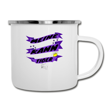 Katzen Emaille Tasse - katze - meine Katze kann auch Tiger