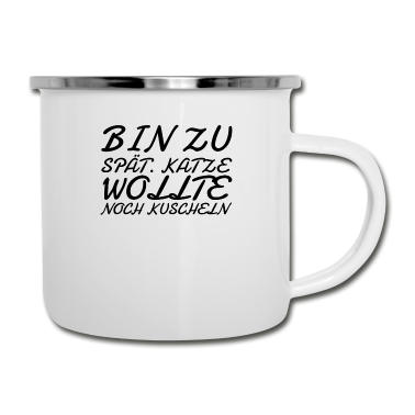 Katzen Emaille Tasse - katze - Katze wollte kuscheln