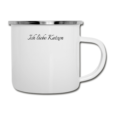 Katzen Emaille Tasse - katze - Ich liebe Katzen